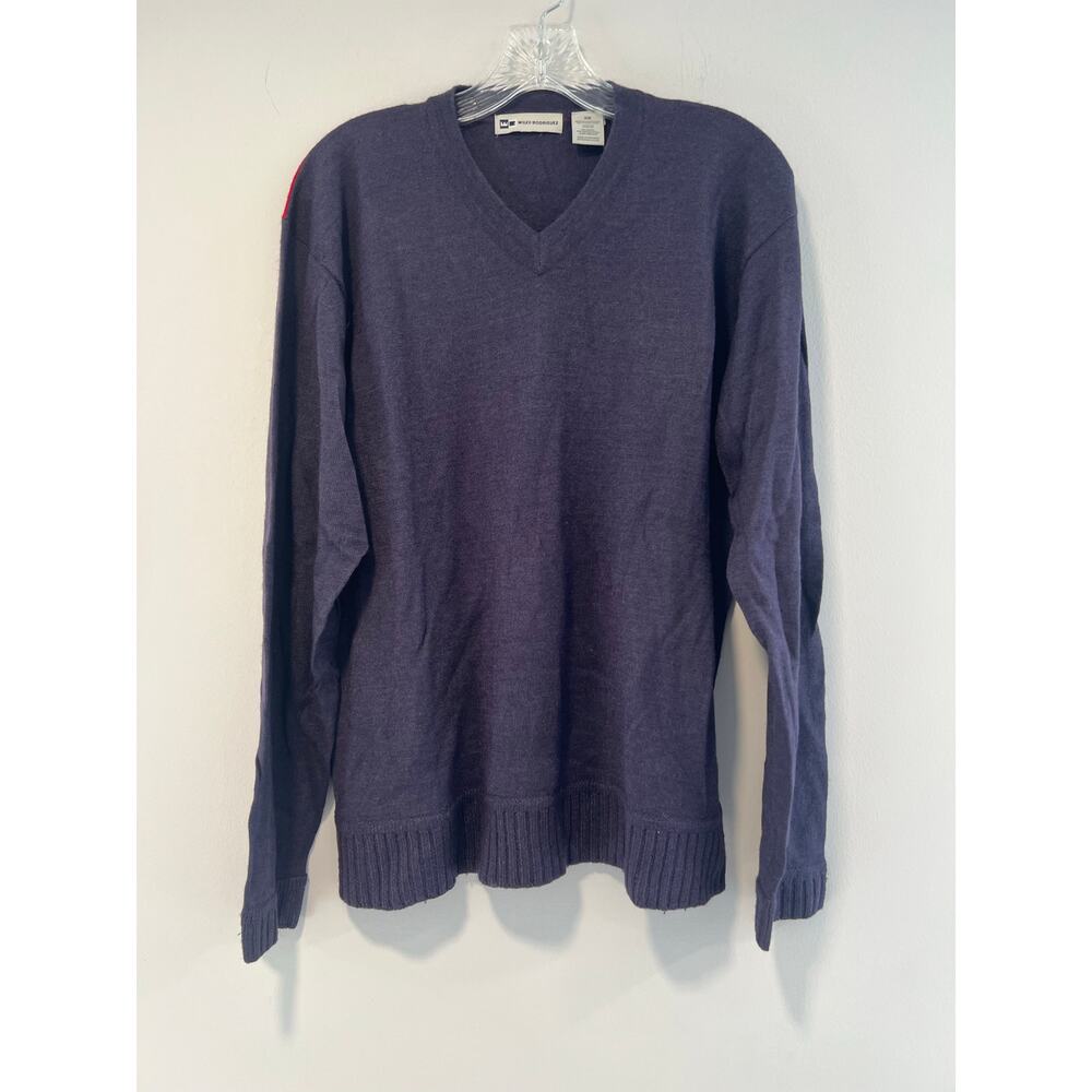 Wilke Rodriguez Merino Wool Modal V-Neck Sweater Blue Violet Size Medium